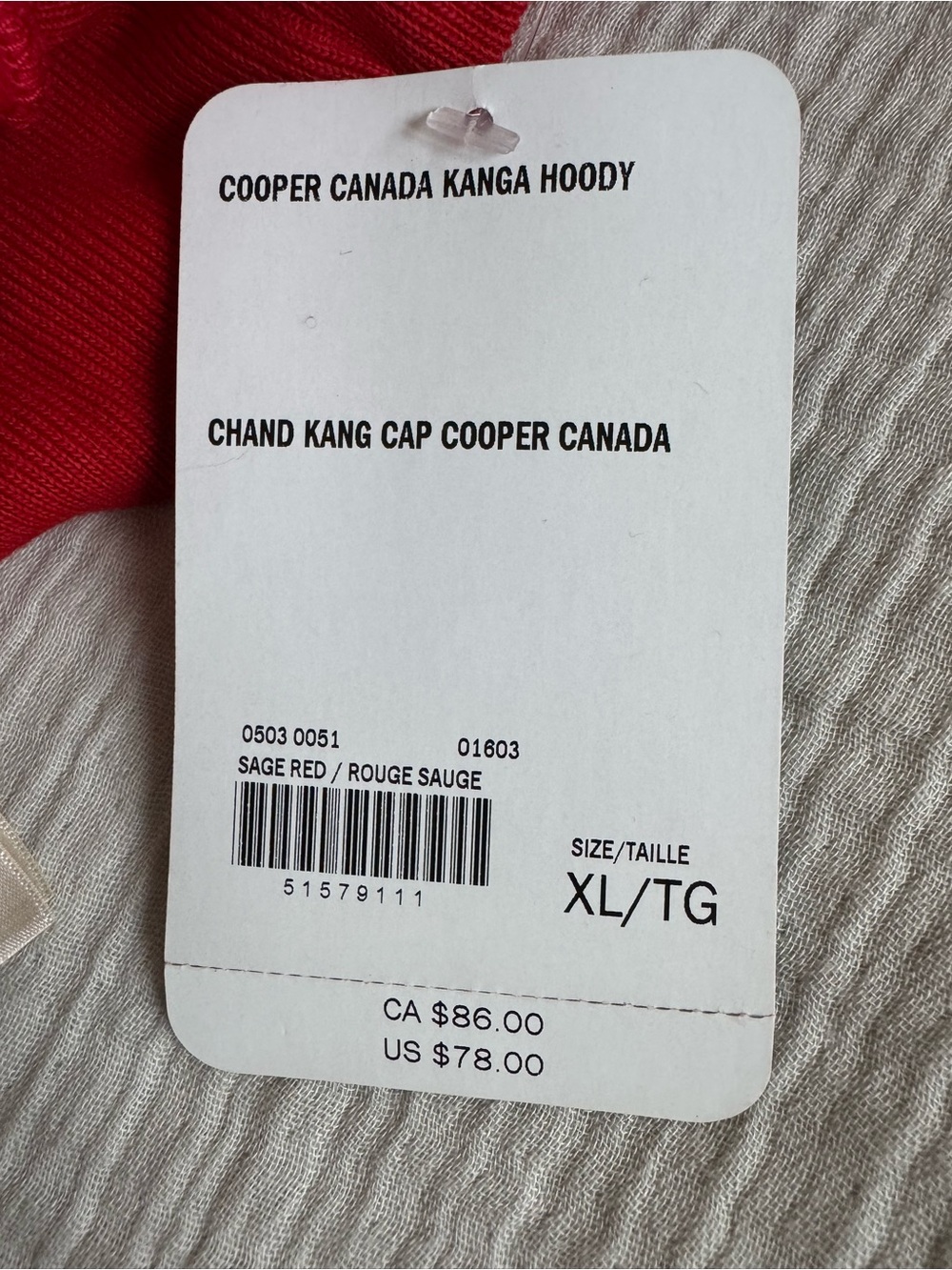 ROOTS Cooper Canada Kanga Hoodie in Sage Red (Unisex) - Picture 8 of 8